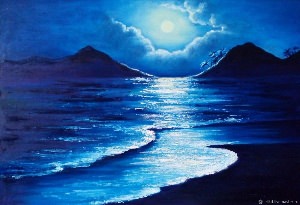 Ночное море рисунок