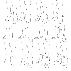 Как нарисовать каблуки на ногах