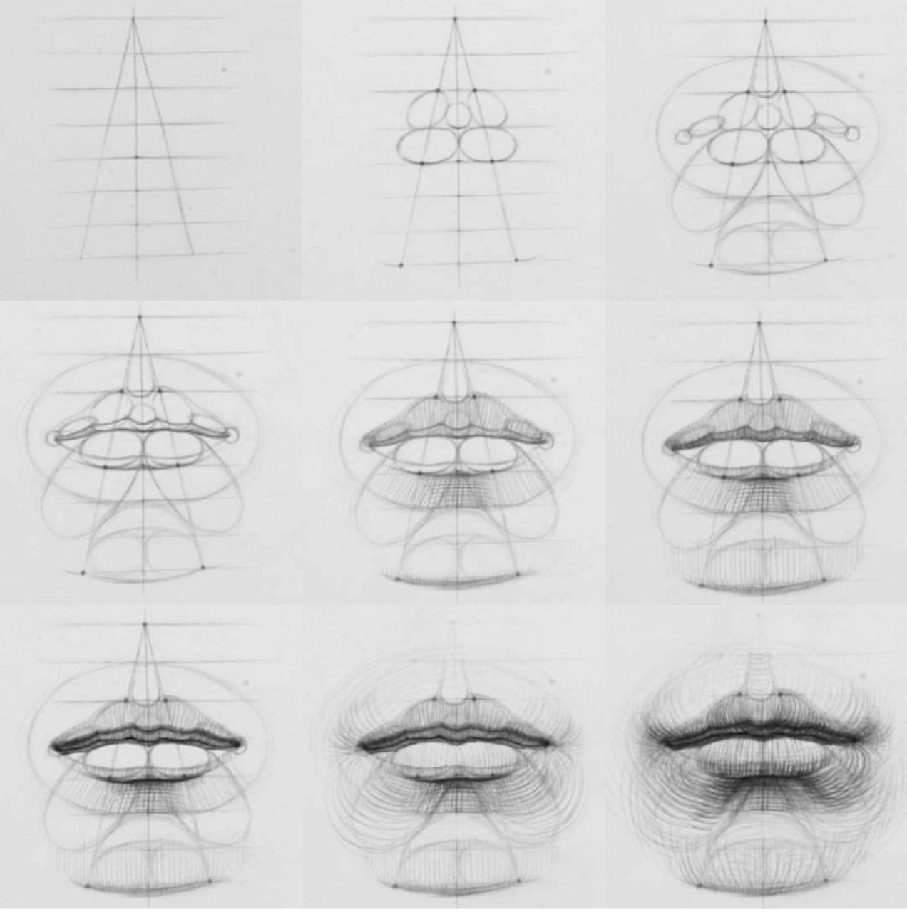 Губы рисунок карандашом поэтапно