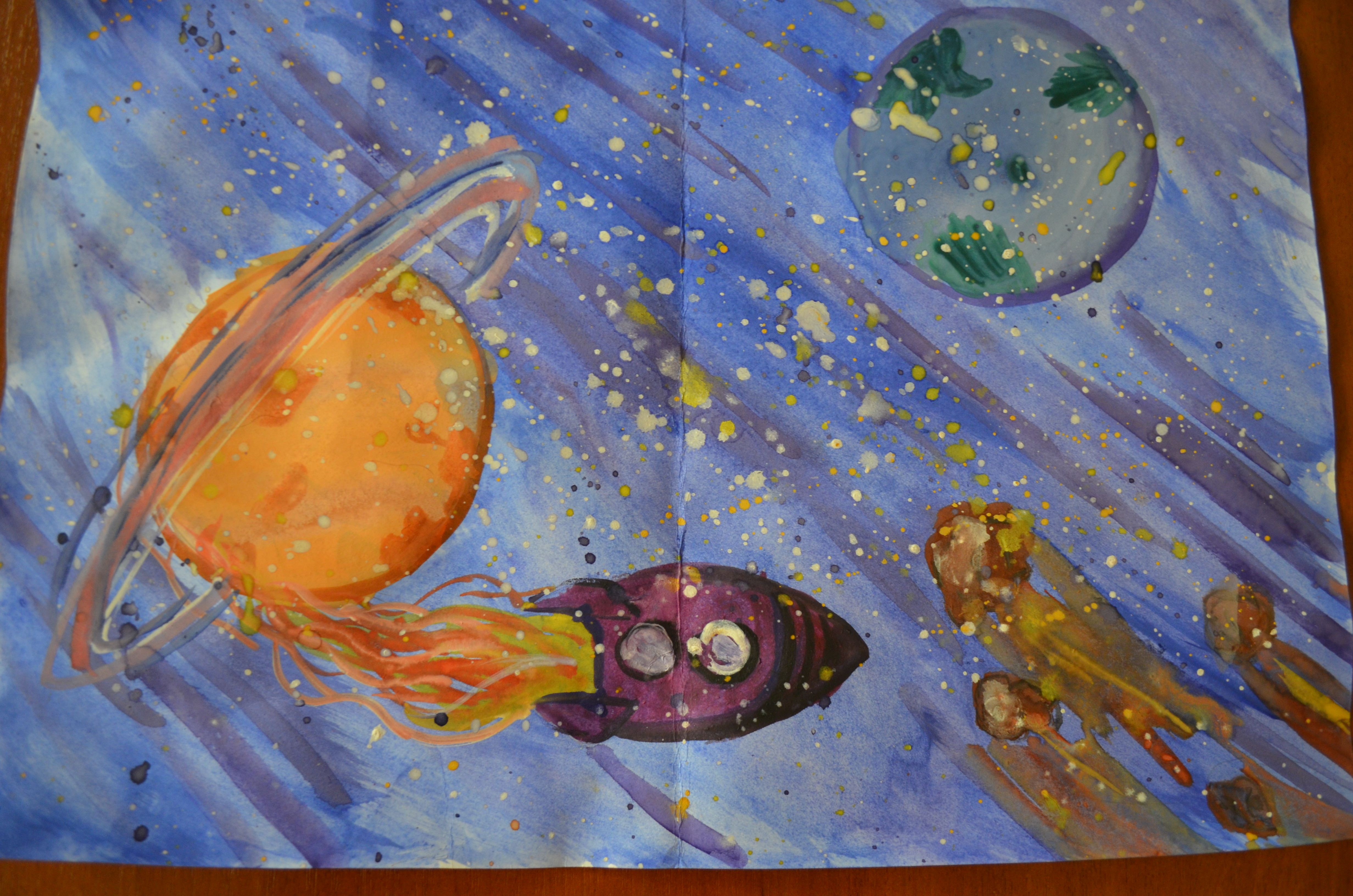 Нарисовать космос 1 класс. Космос рисунок. Детский рисунок на тему космос. Детские рисунки на тему космос. Картина космос для детей.
