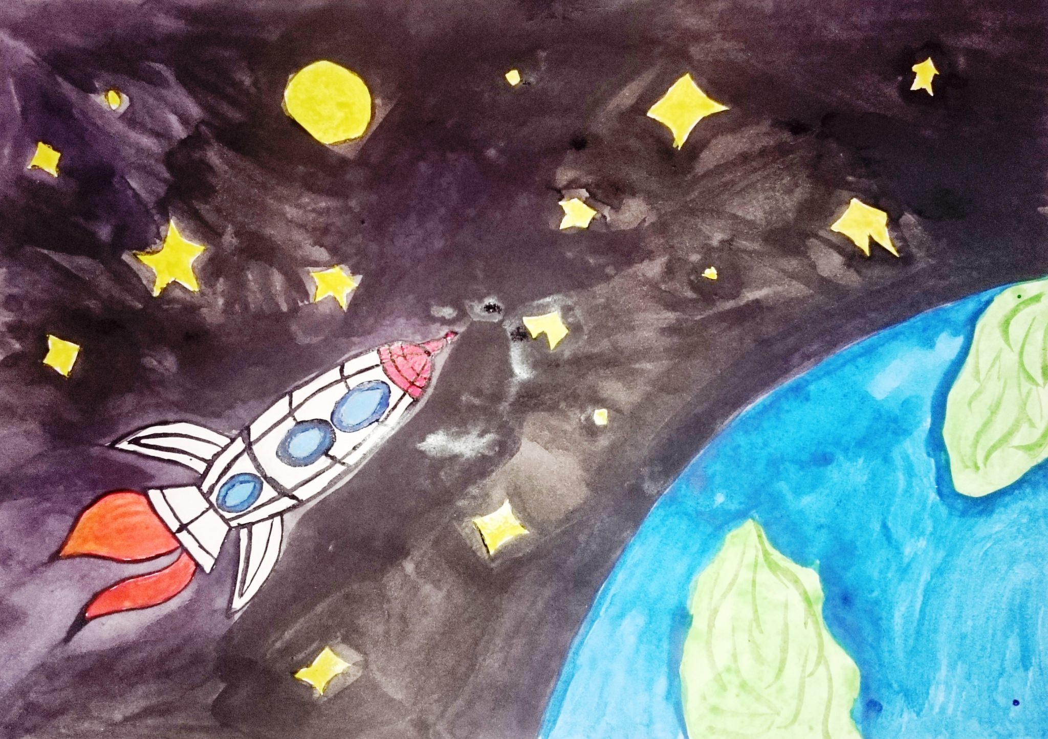 Рисунок ко дню космонавтики поэтапно. Рисунок на тему космос. Рисунок на космическую тему. Космос глазами детей. Детские рисунки на тему космос.