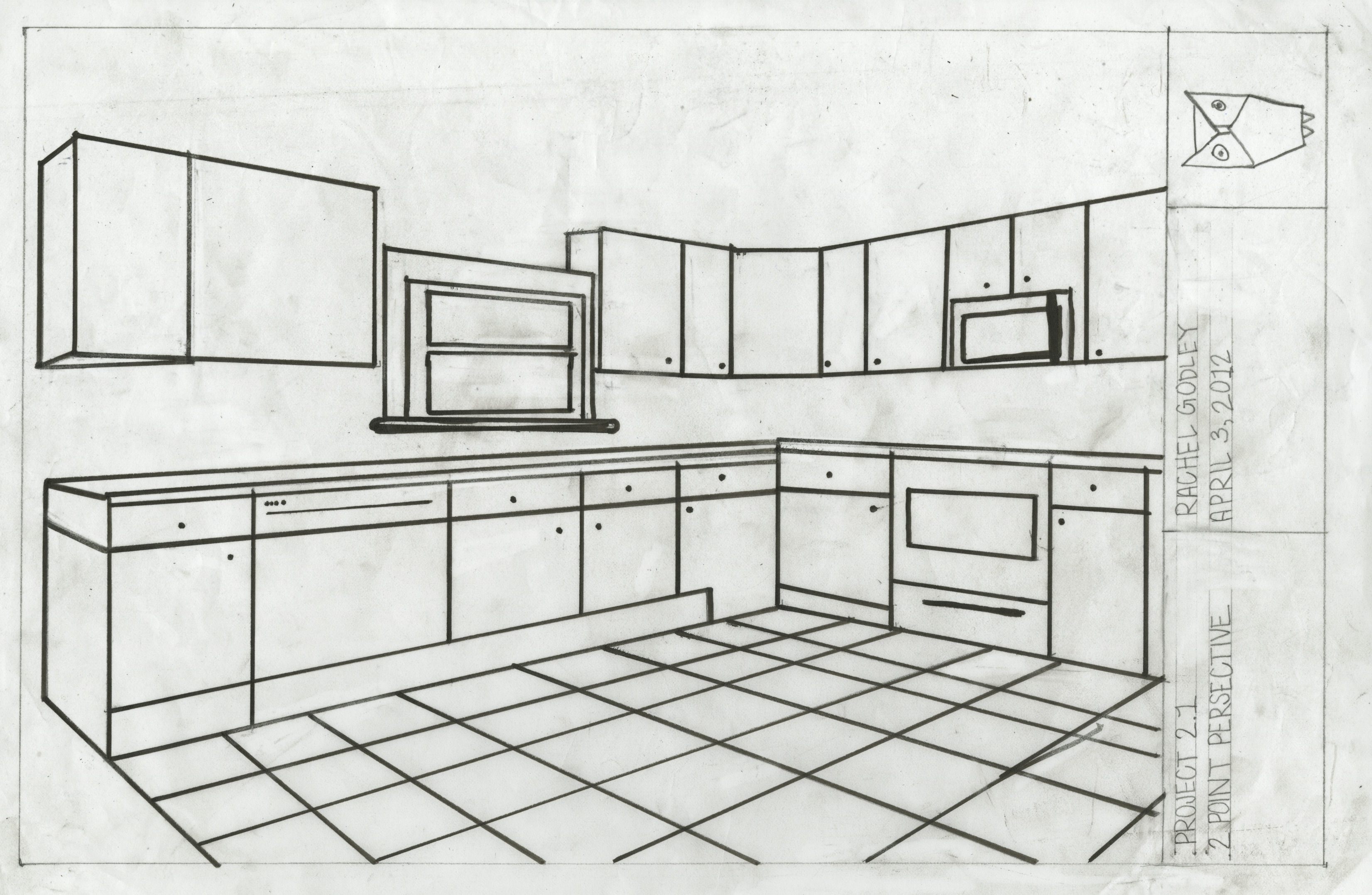 Кухня в перспективе карандашом