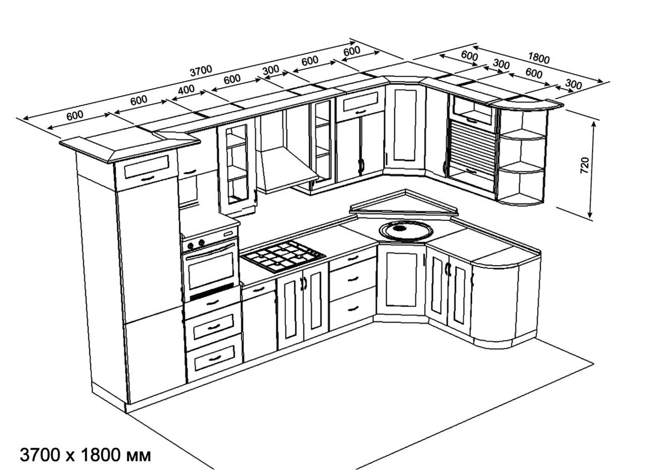 Эскиз кухни чертеж