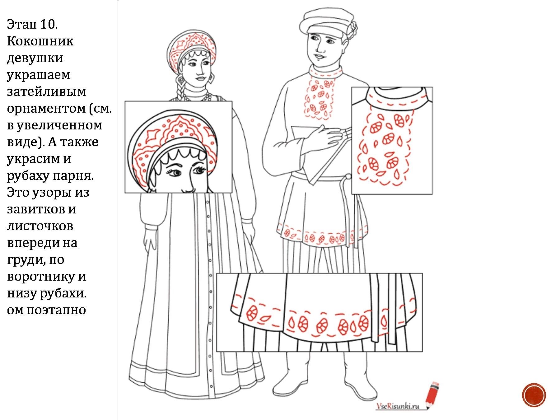 Как нарисовать русскую народную одежду