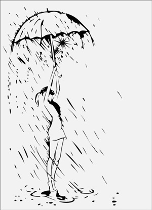Зарисовка человека под дождем