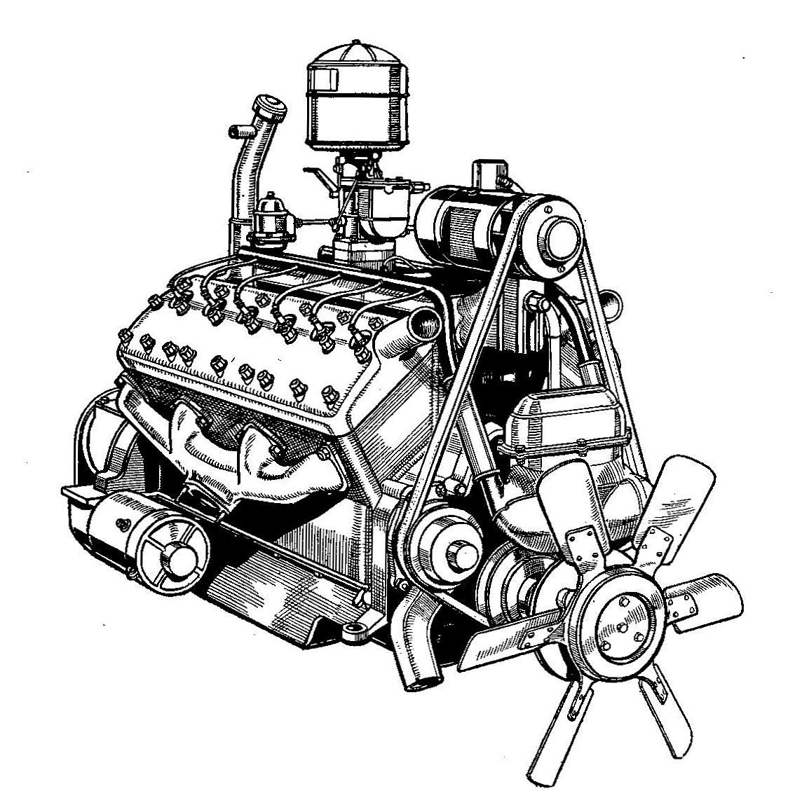 Рисунок двигателя автомобиля