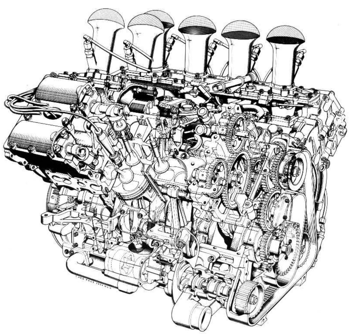 Рисунок двигателя внутреннего. Мотор v8 схема. Схема ДВС v8. Ford Cosworth DFV 1967. Двигатель в разрезе.