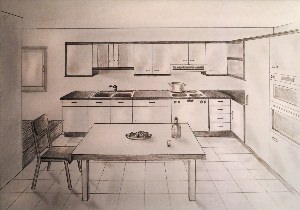 Как нарисовать кухню в перспективе