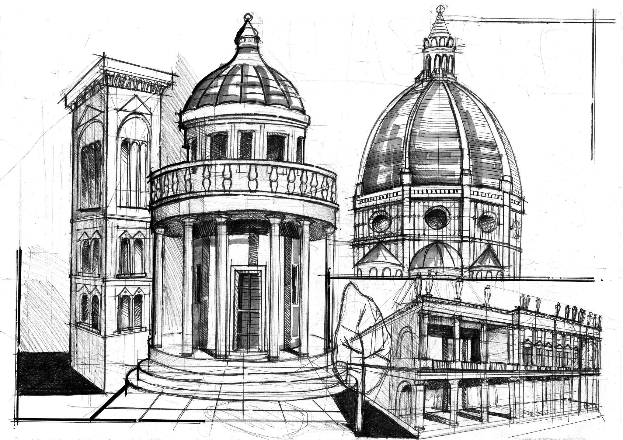 Эпоха возрождения архитектура рисунок карандашом