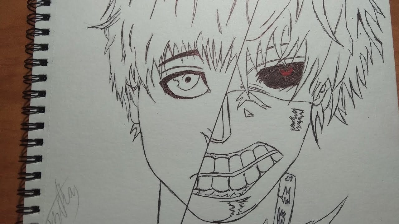 Как нарисовать kaneki ken