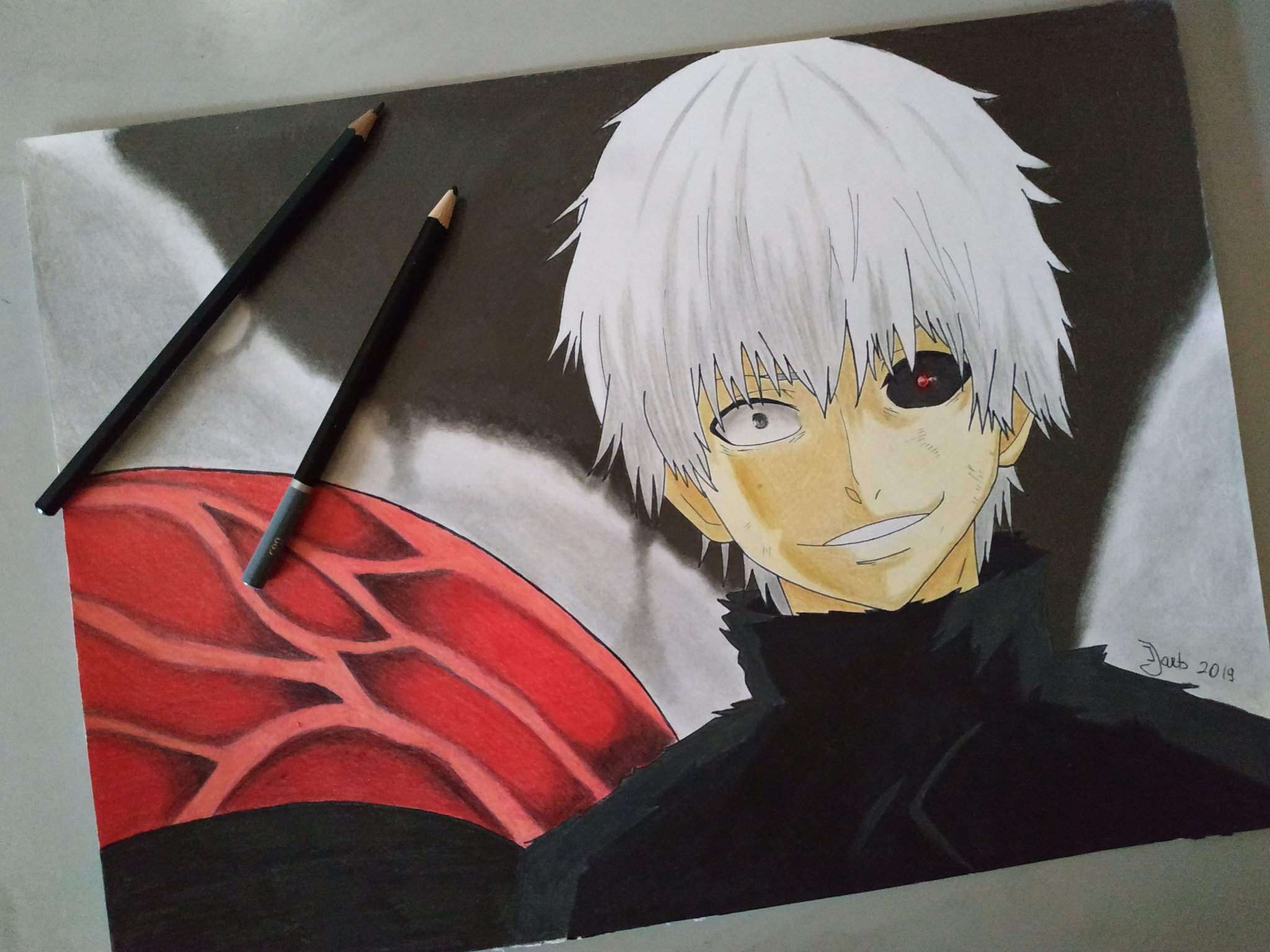 Как нарисовать kaneki ken