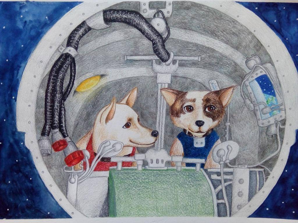 Белка и стрелка рисунок для детей. Белка и стрелка в космосе для детей. 12 Апреля день космонавтики белка и стрелка. Собаки космонавты. Тема космоса белка и стрелка.