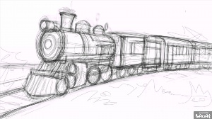 Рисунок карандашом поезд легкий