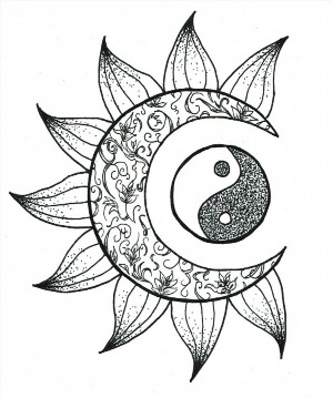 Эскиз солнце и луна