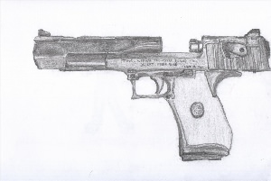 Поэтапное рисование пистолета