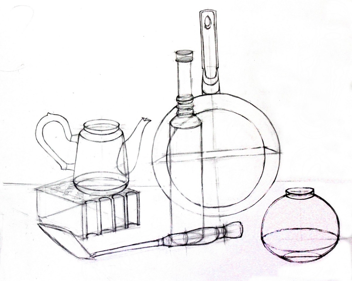 Рисунок домашнего предмета. Наброски бытовых предметов. Наброски бытовых предметов карандашом. Рисование предметов быта. Конструктивное построение бытовых предметов.