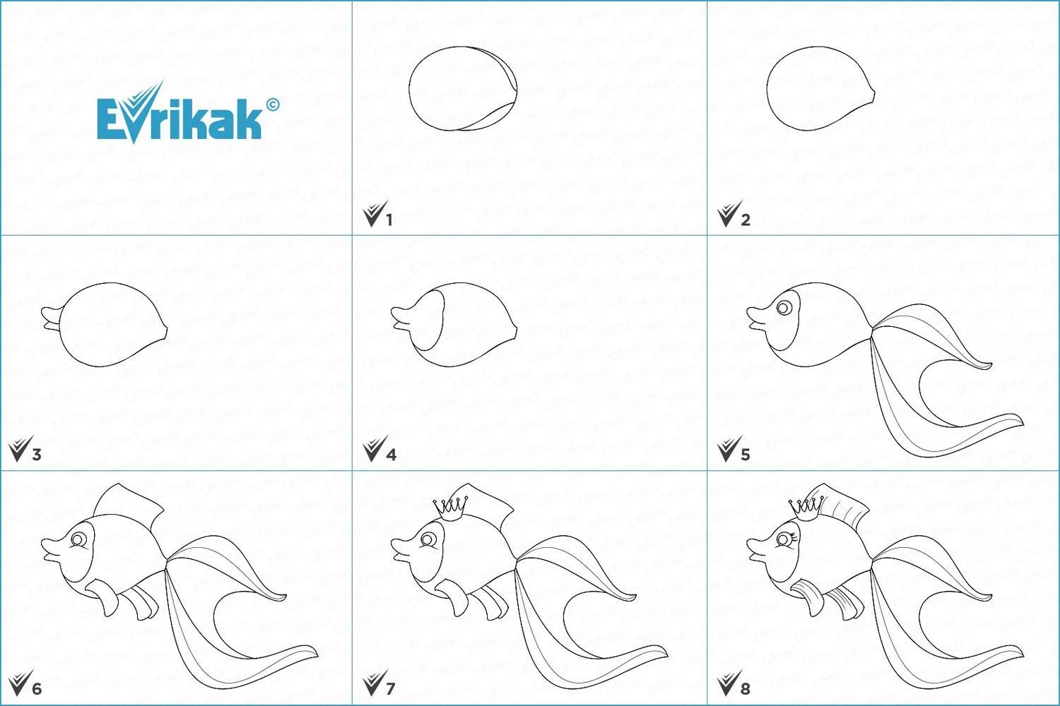 Золотая рыбка рисунок карандашом для детей