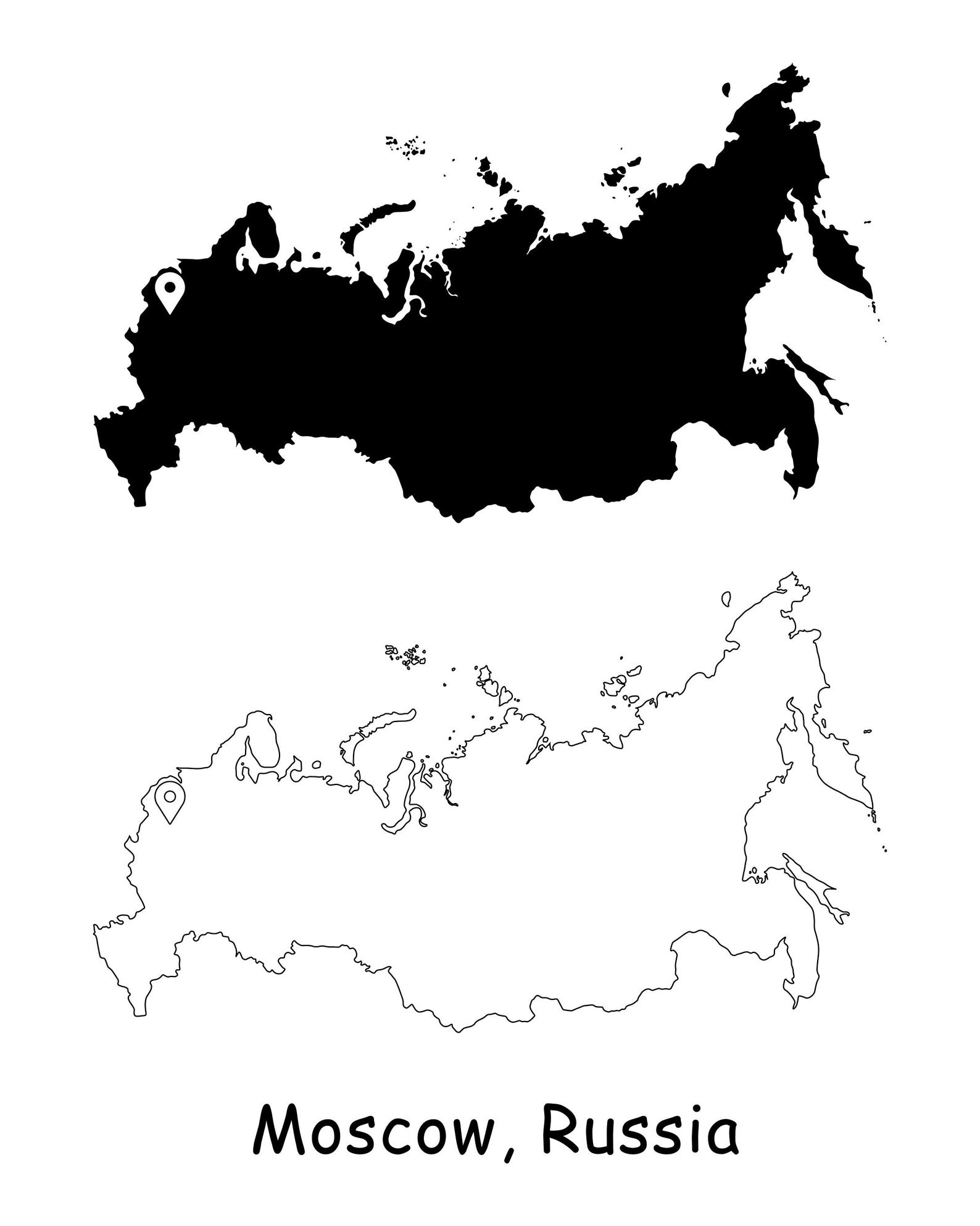 Очертания россии на карте рисунок