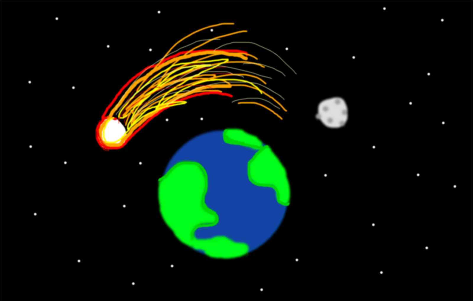 Комету нарисовать в космосе