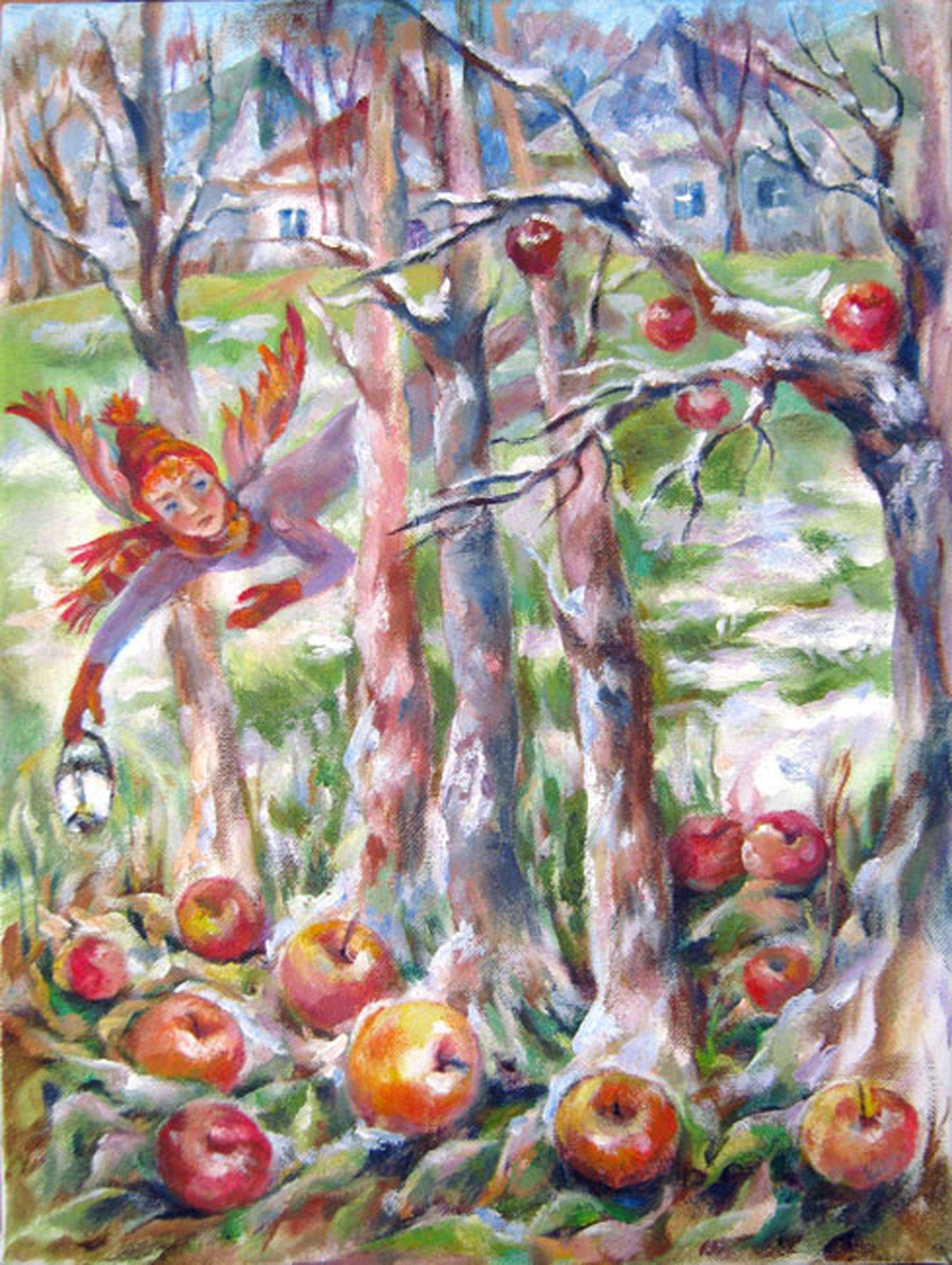 Стихотворение ночь упаданья яблок. Яблочный спас живопись. Картина яблоки. Яблоня живопись.