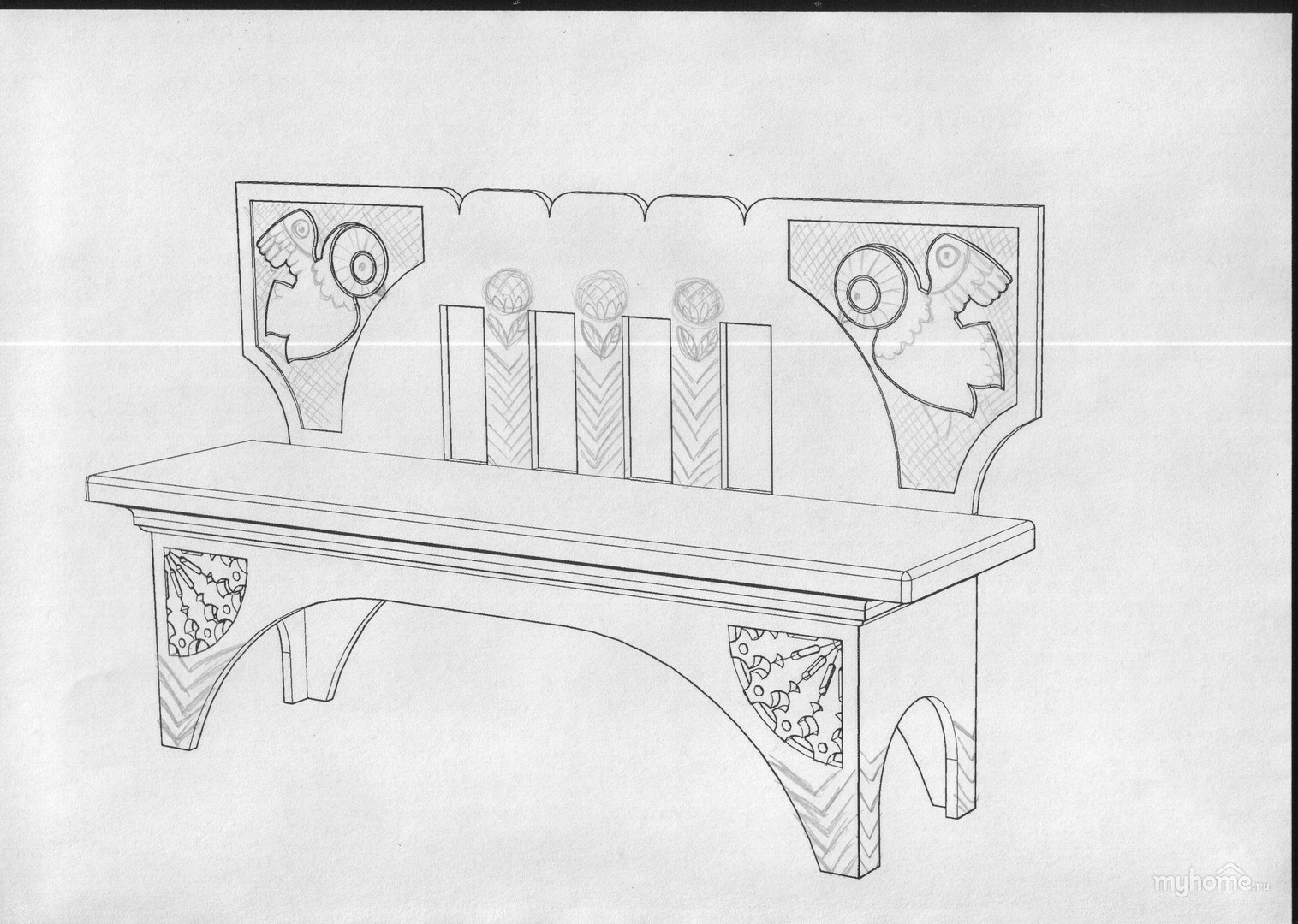 Лавочка рисунок карандашом