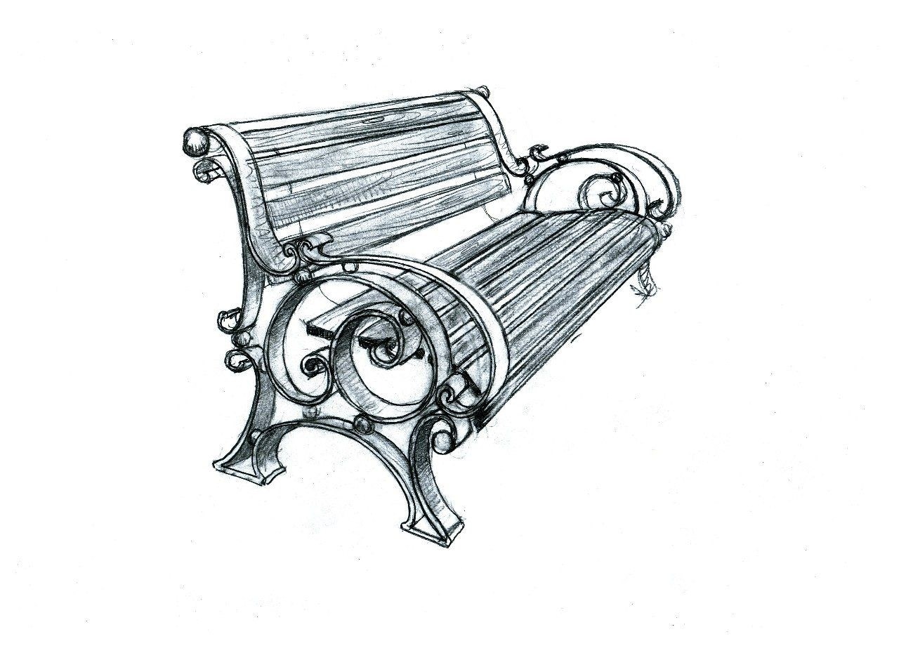 Как нарисовать скамейку карандашом легко и красиво