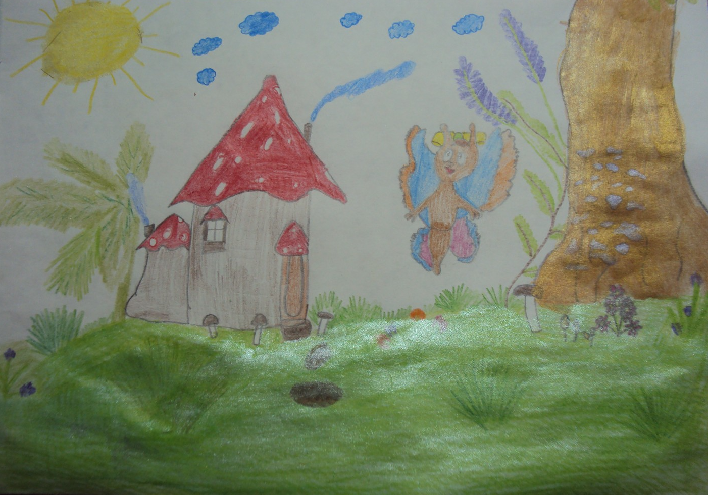 Домик грибок рисунок. Рисунок ребенка дом - пенек. Рисуем домики для героев книг рисунки детей. Рисунок Родник с домиком. Нарисовать дом на луне 1 класс окружающий