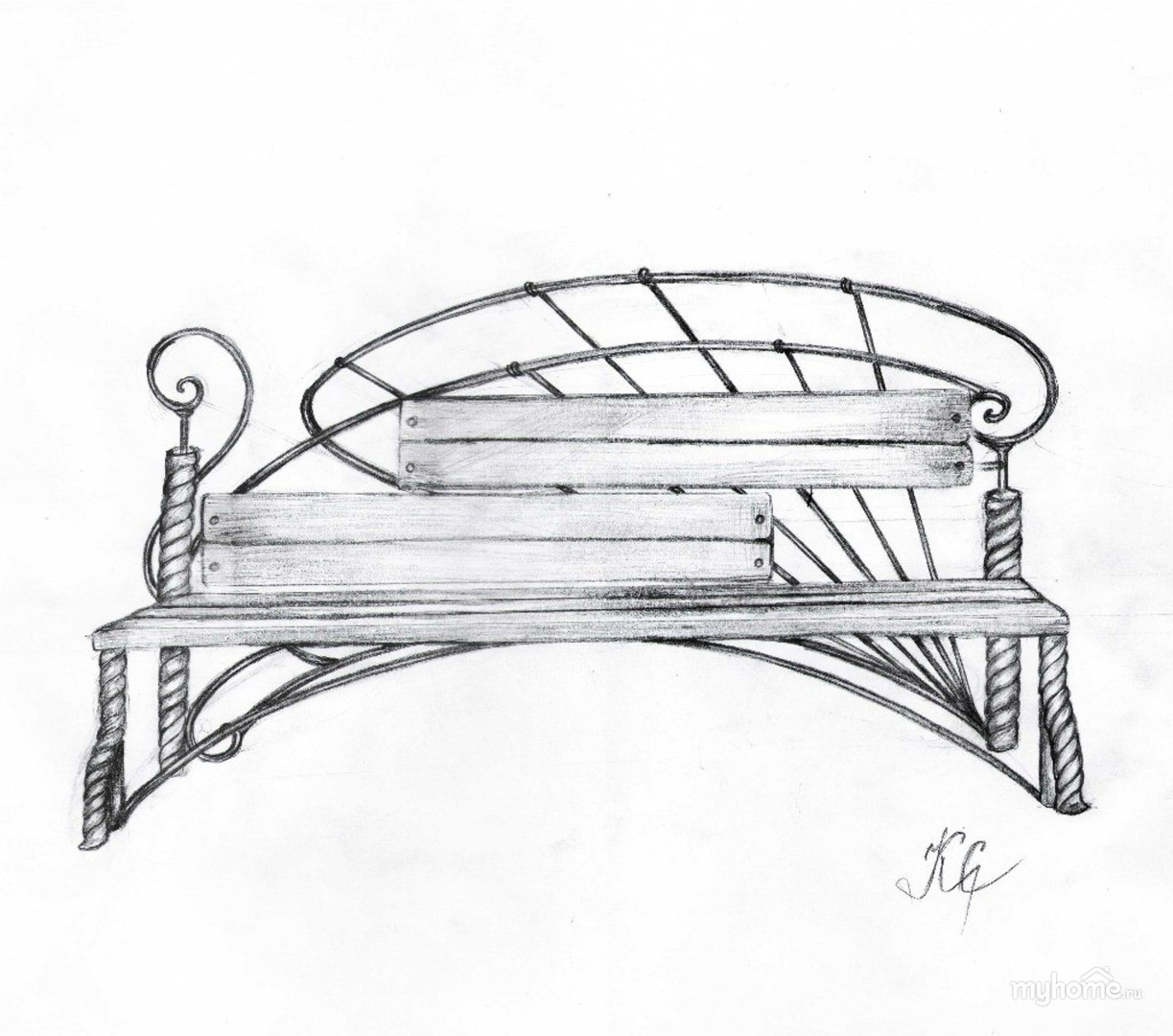 Скамейка рисунок карандашом