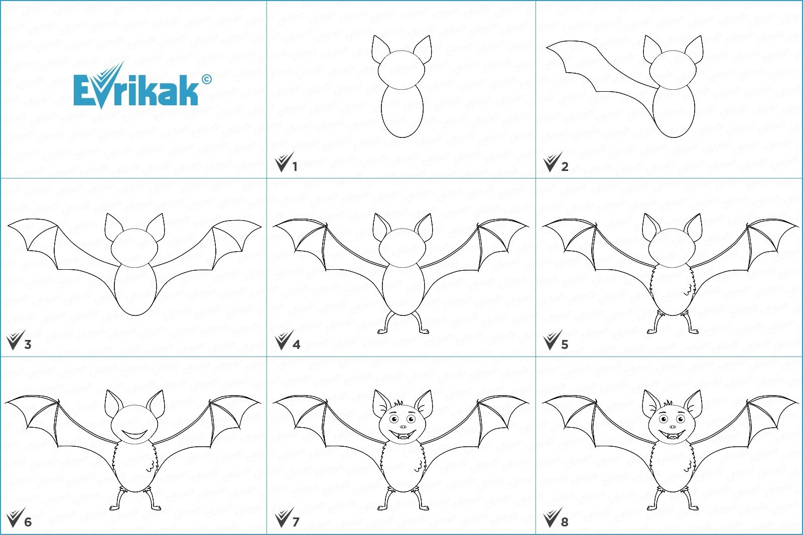 Рисунок летучая мышь поэтапно