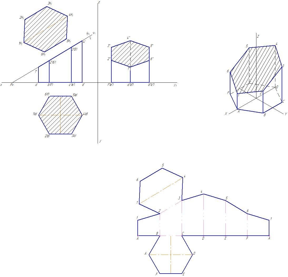 Чертеж развертки шестиугольной призмы