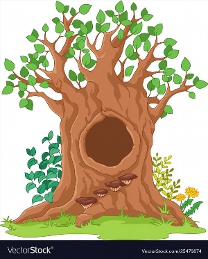 Дерево с дуплом иллюстрация