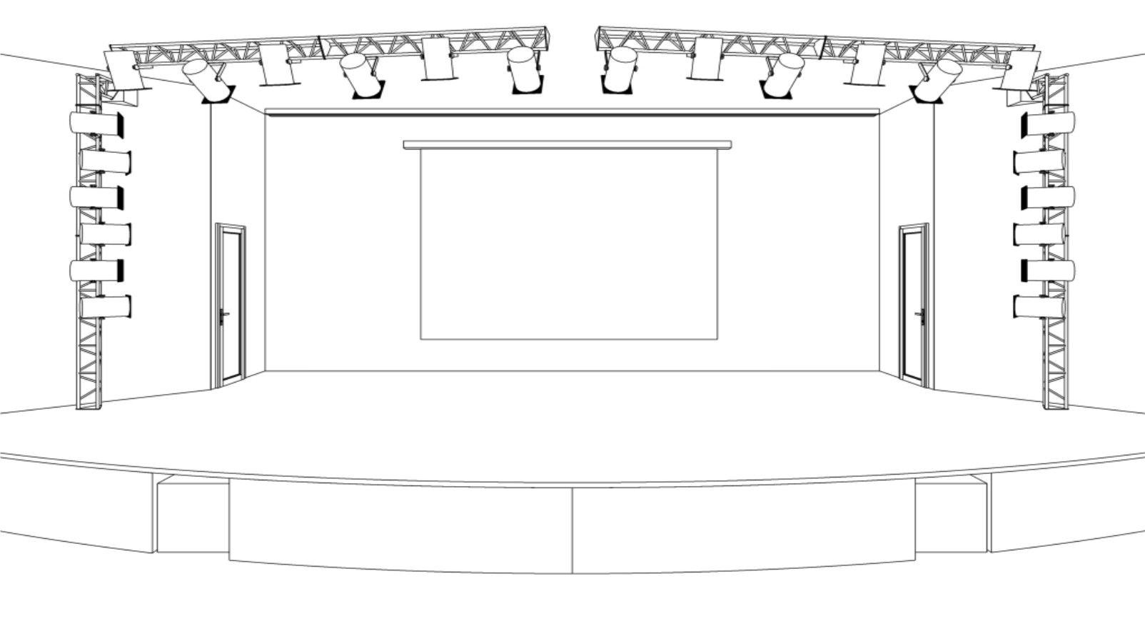 Конструкция сцены в актовом зале чертежи