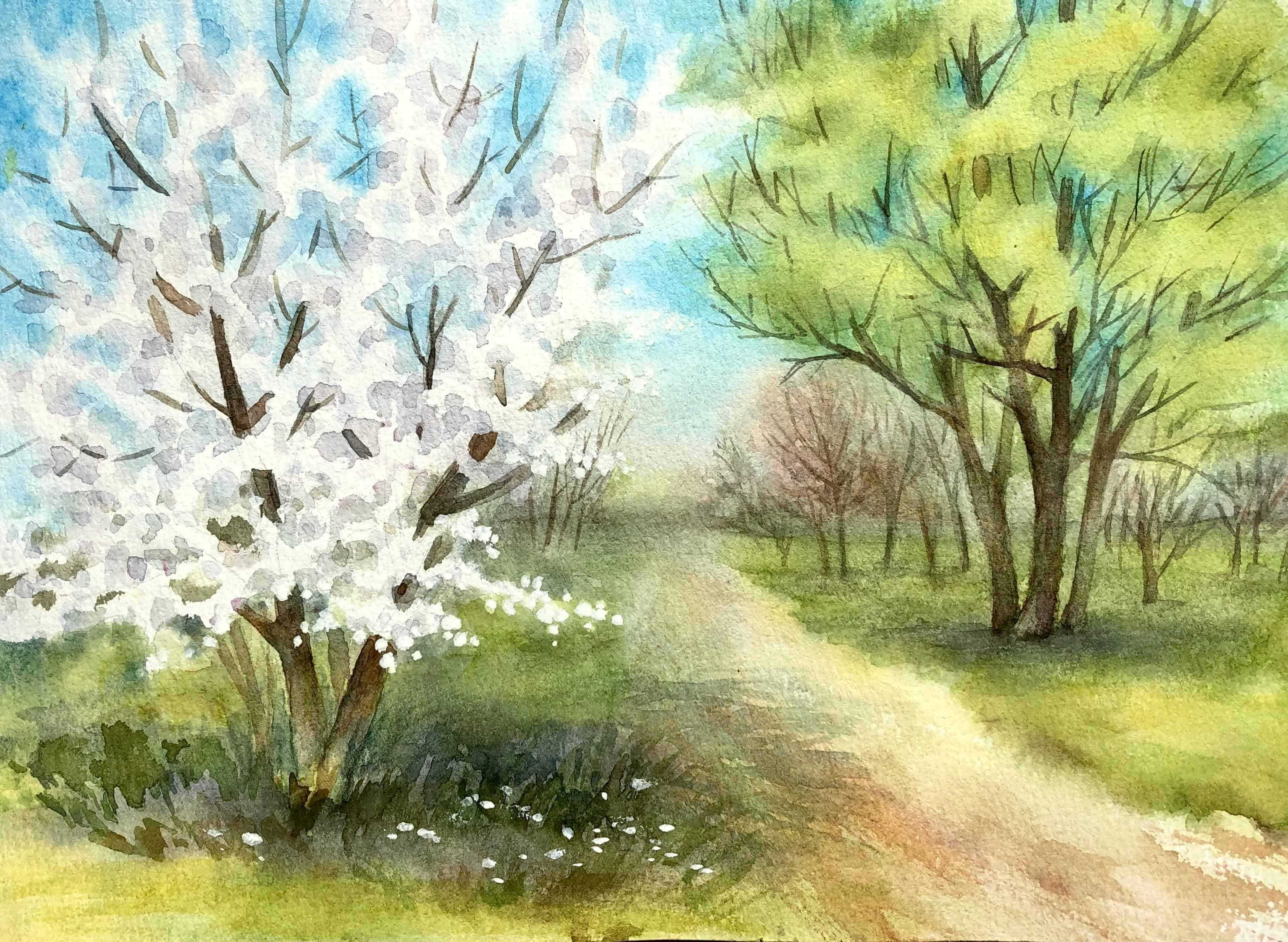 Нарисовать рисунок апрель. Весенний пейзаж для детей. Весенний пейзаж рисунок.