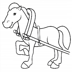 Раскраска лошадь с санями для детей