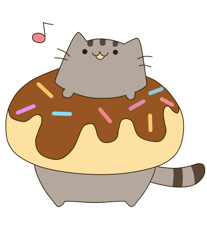 Мультяшный котик для срисовки. Кот Pusheen. Пушин Кэт с пончиком. Котик Пушин с пончиком. Пушин зэ Кэт.