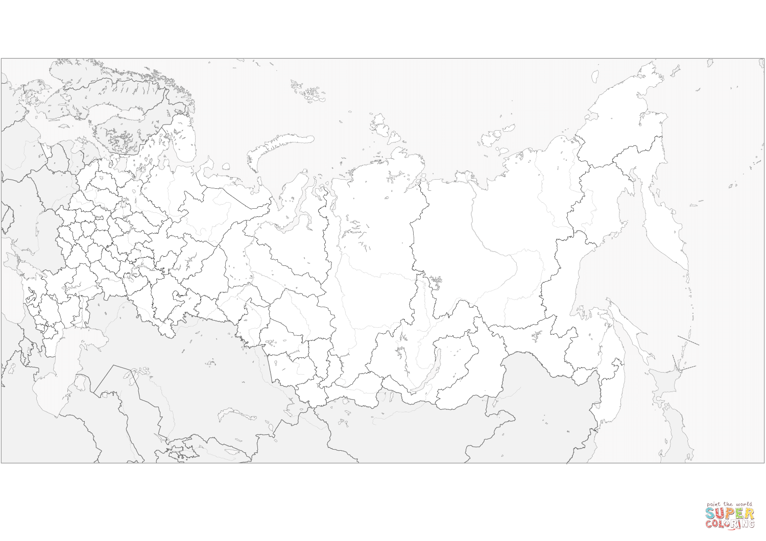 Административная карта россии черно белая