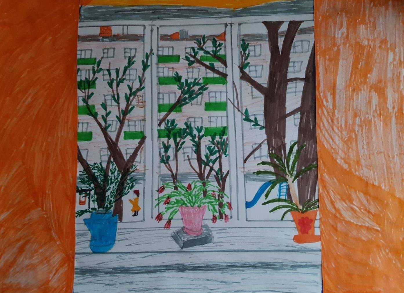 Bp vjtuj jryf 3. Вид из окна рисунок детский.