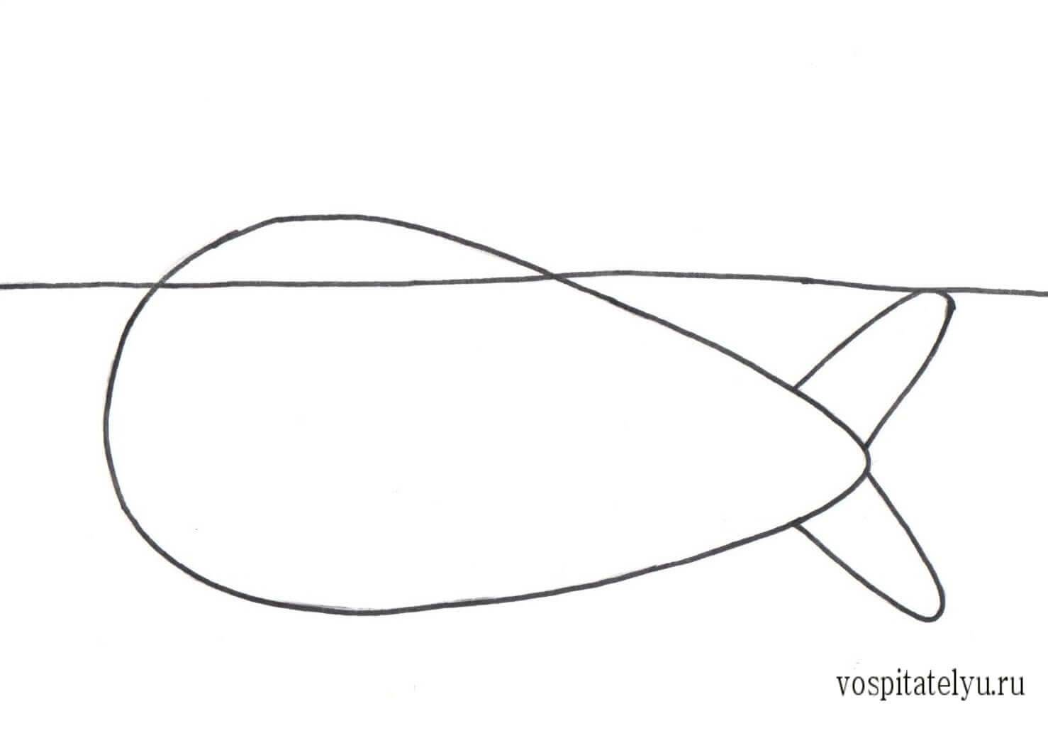 Рисование кита поэтапно для детей