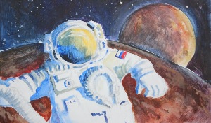 Рисунки на тему Гагарин и космос