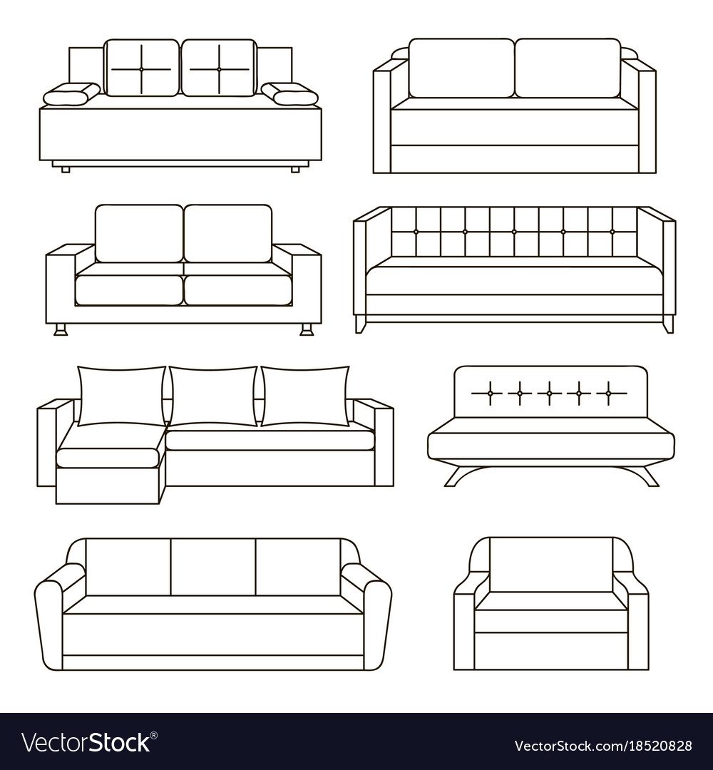 Диван в профиль рисунок