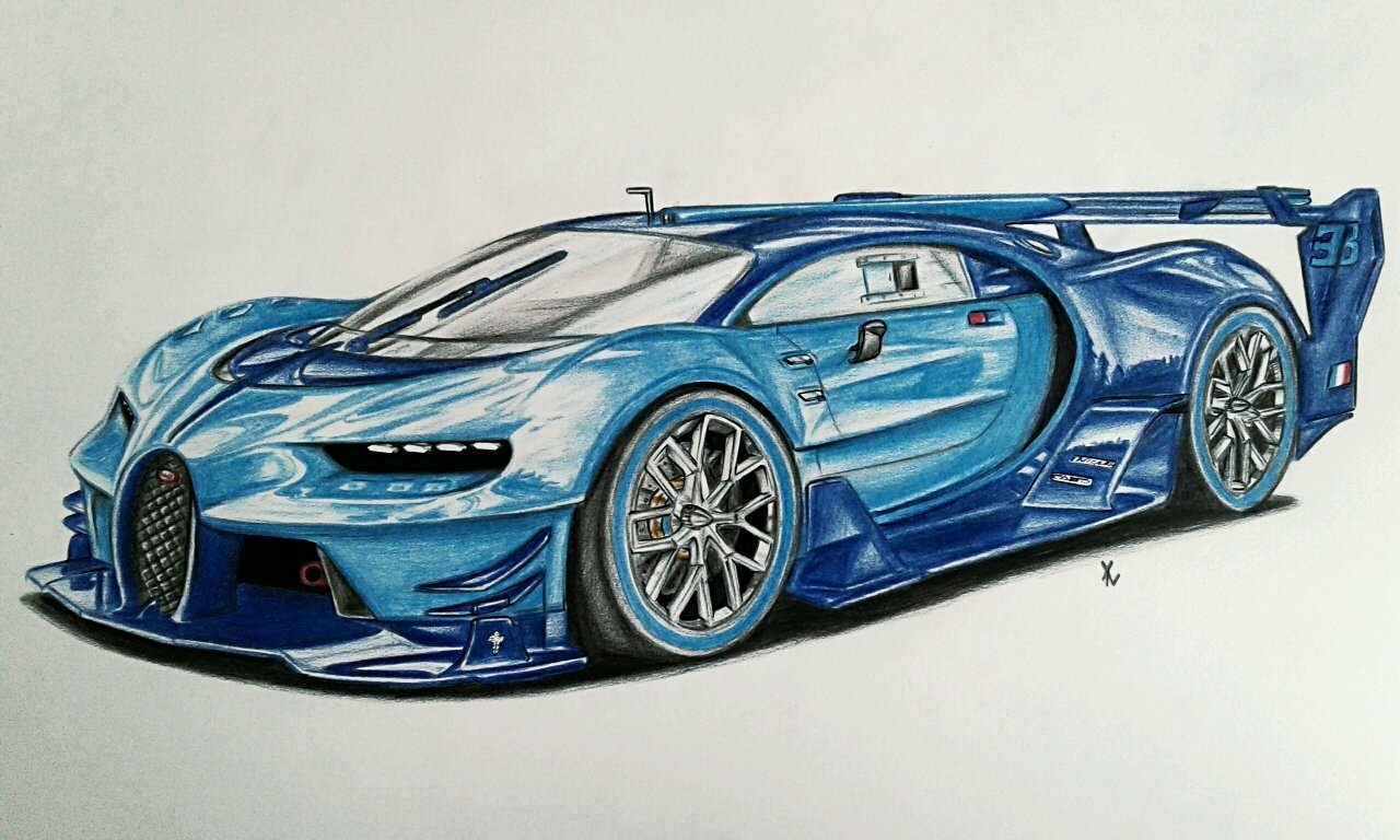 Bugatti рисунок карандашом