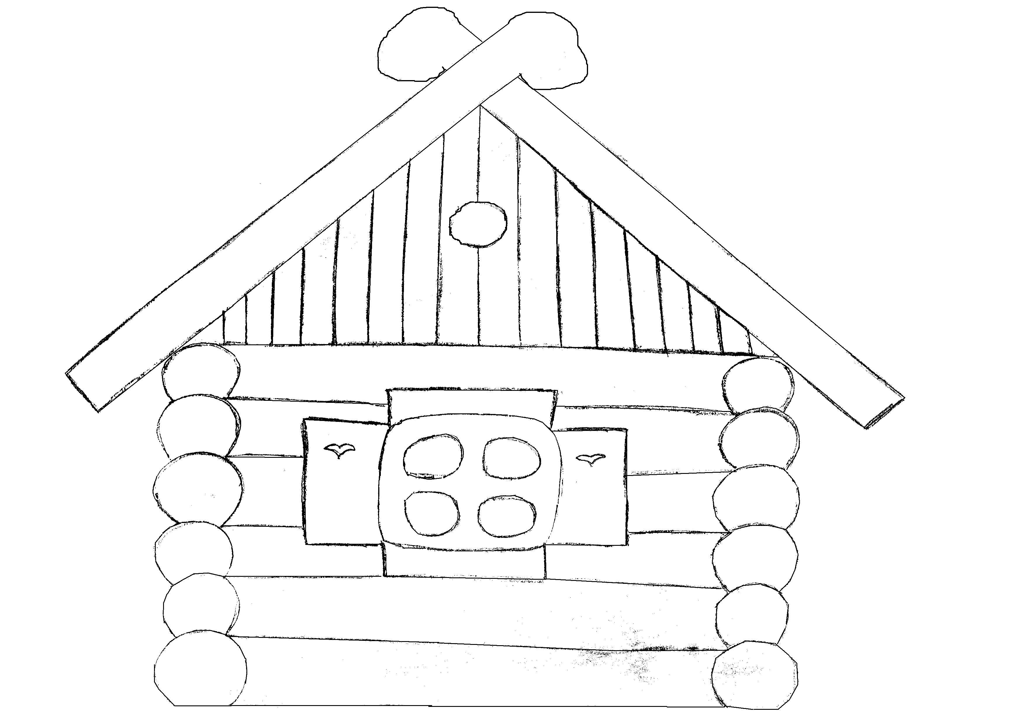 Рисунок русской избы снаружи