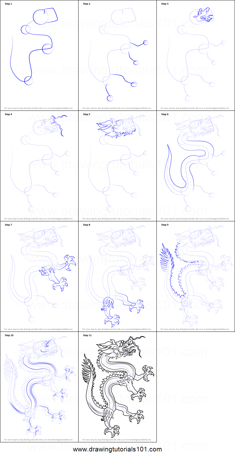Как нарисовать китайского дракона поэтапно