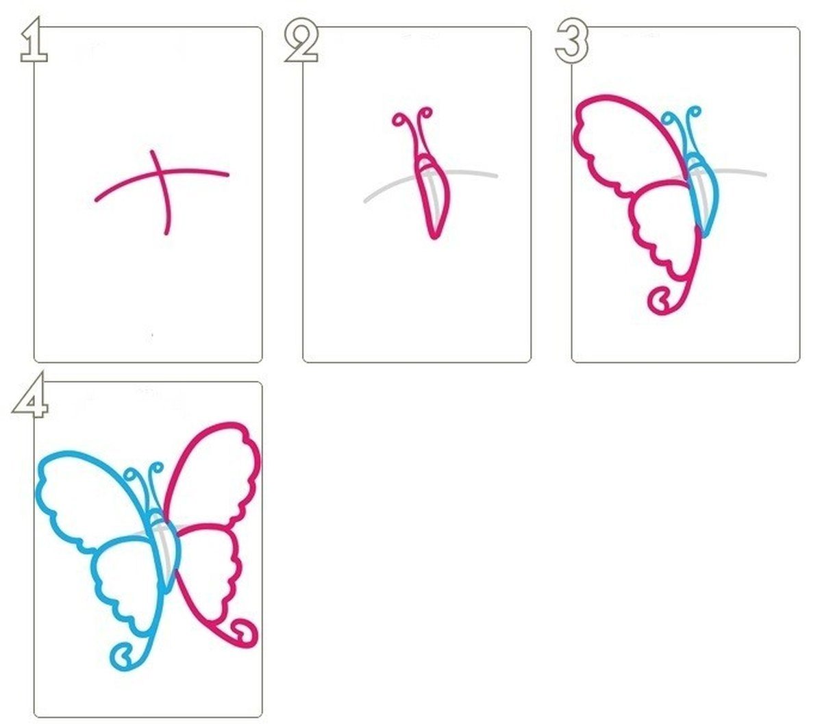 Рисуем бабочку поэтапно для детей