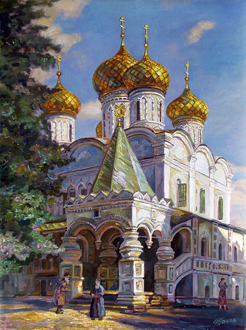 Рисунок церкви в москве