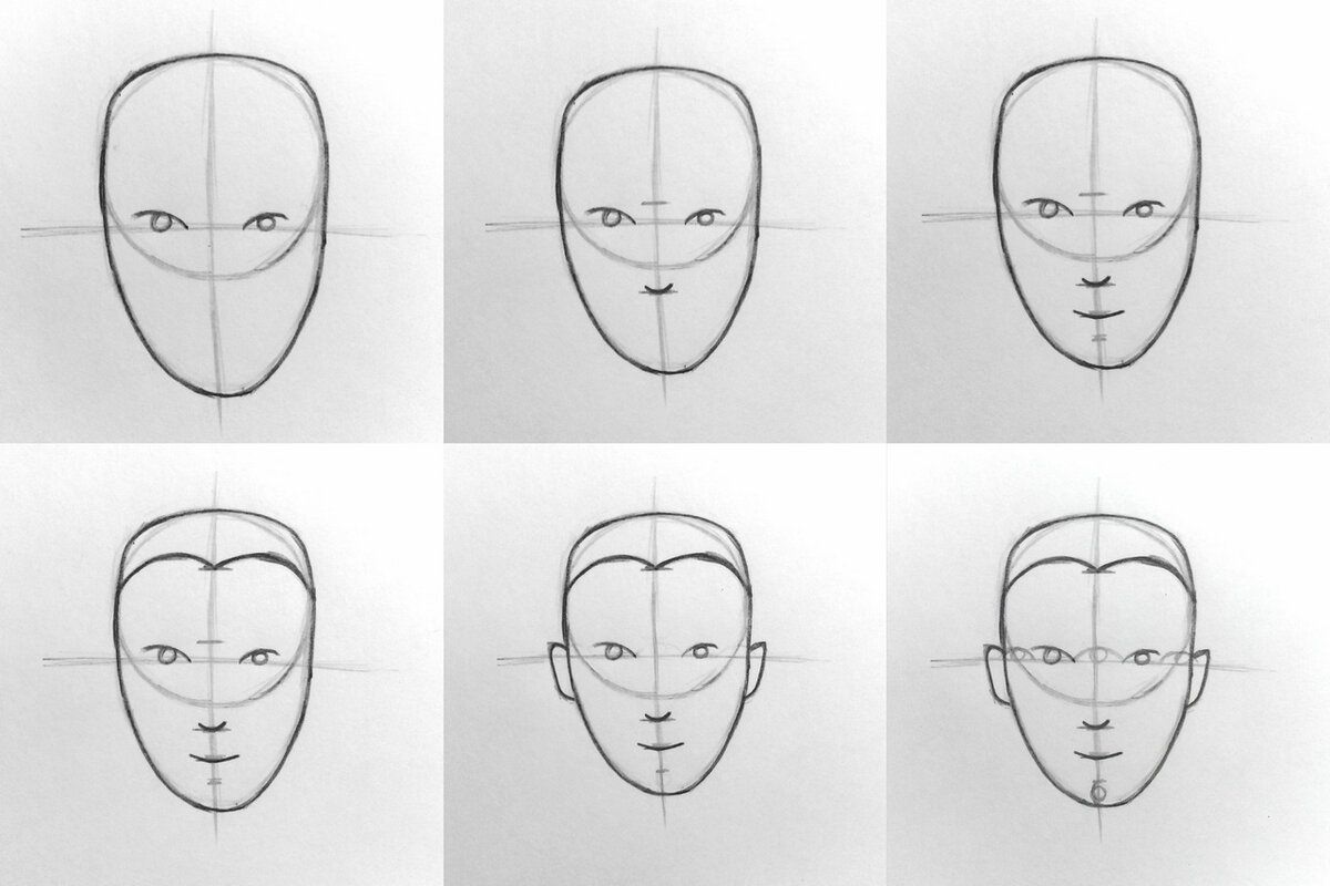 Рисунок поэтапно лицо карандашом поэтапно для начинающих