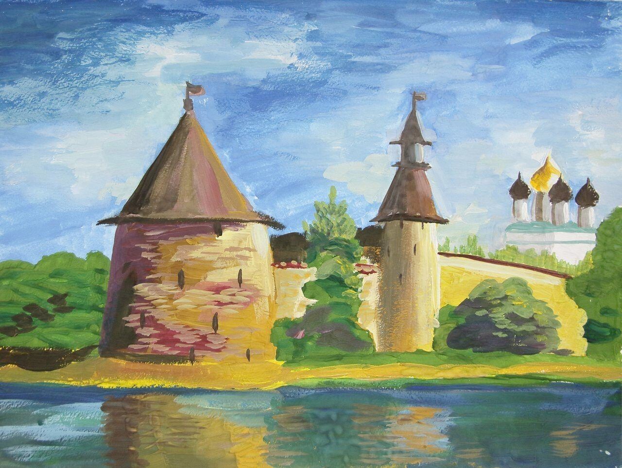 Нарисовать псковский кремль