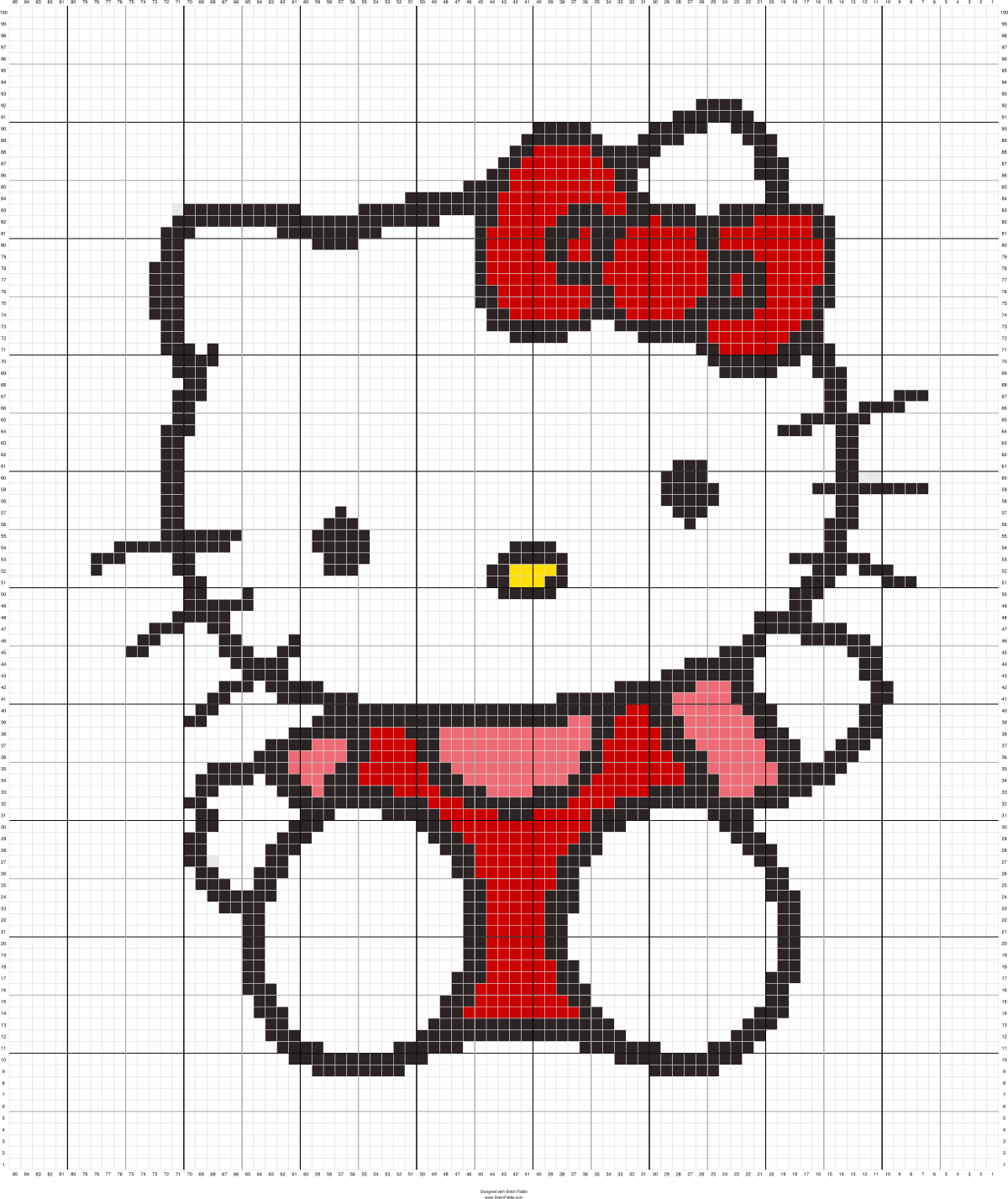 Нарисовать hello kitty по клеточкам