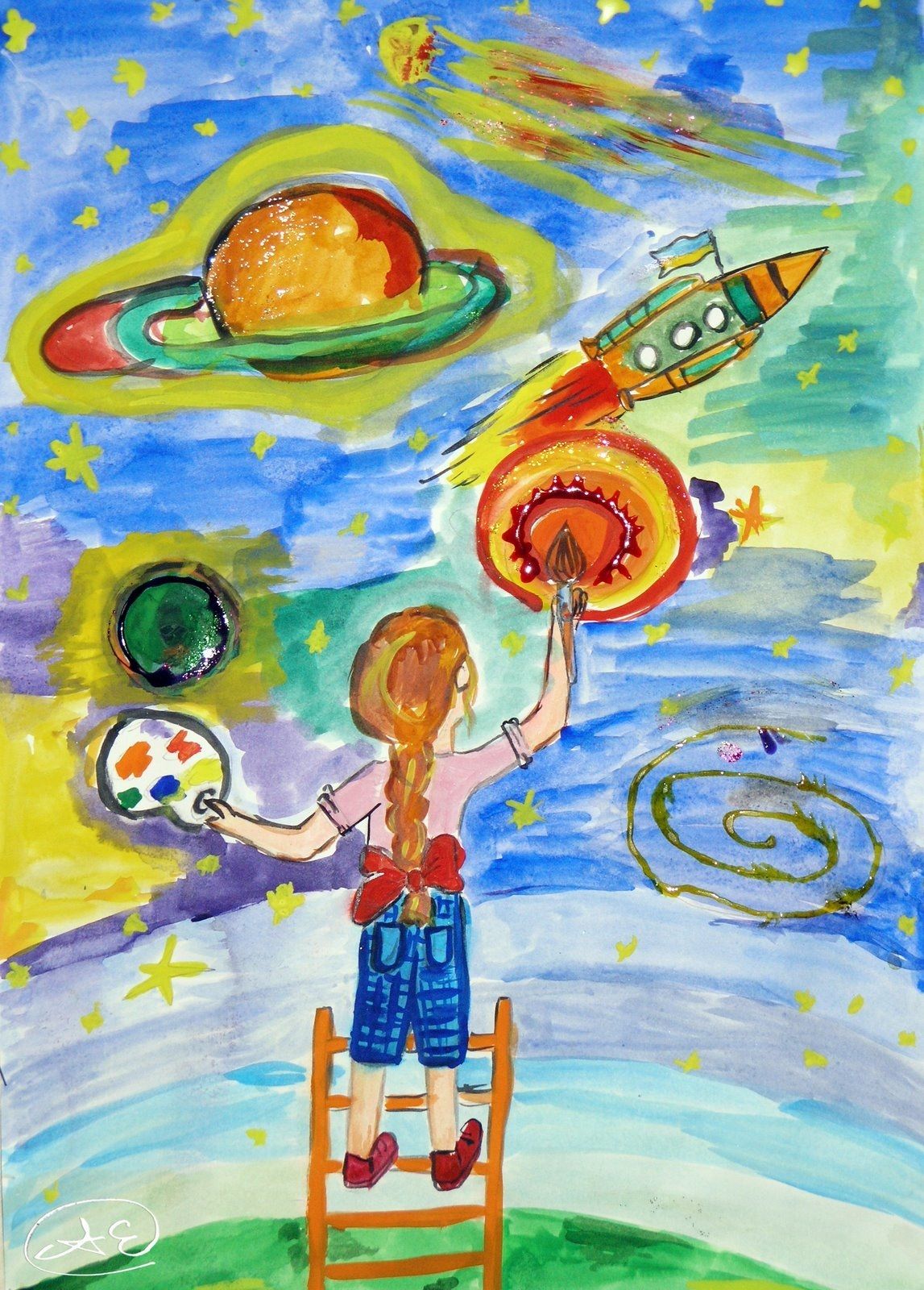 Рисунок планеты 5 класс. Рисунок на тему космос. Детский рисунок на тему космос. Детские рисунки на тему космос. Рисунки на тему космос для детей.