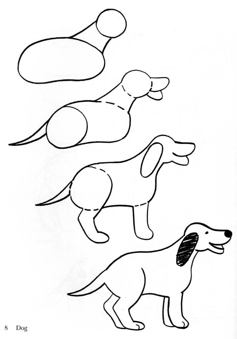 Нарисовать собачку пошагово